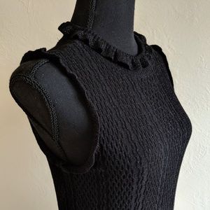 BLACK SLEEVELESS BLOUSE W/ RUFFLE DETAILING